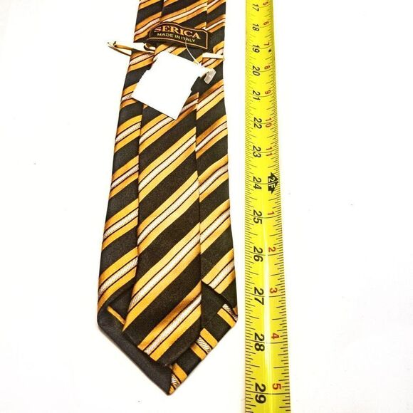 100% Silk VTG Serica Tie & Scimitar Sword Tie Bar Mother of Pearl - Picture 12 of 14